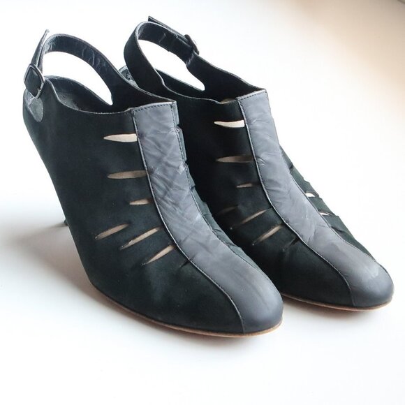 LD Tuttle Dark Green Suede Leather Slingback Heels Pumps Sandals Italian Shoes - Picture 6 of 16